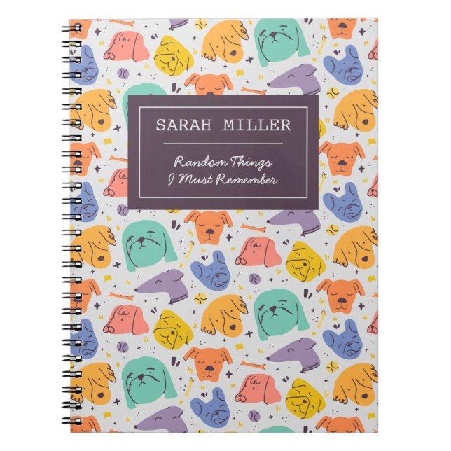 Carnet Amoureux des chiens Motif de Doodle visage de chie (Devant)
