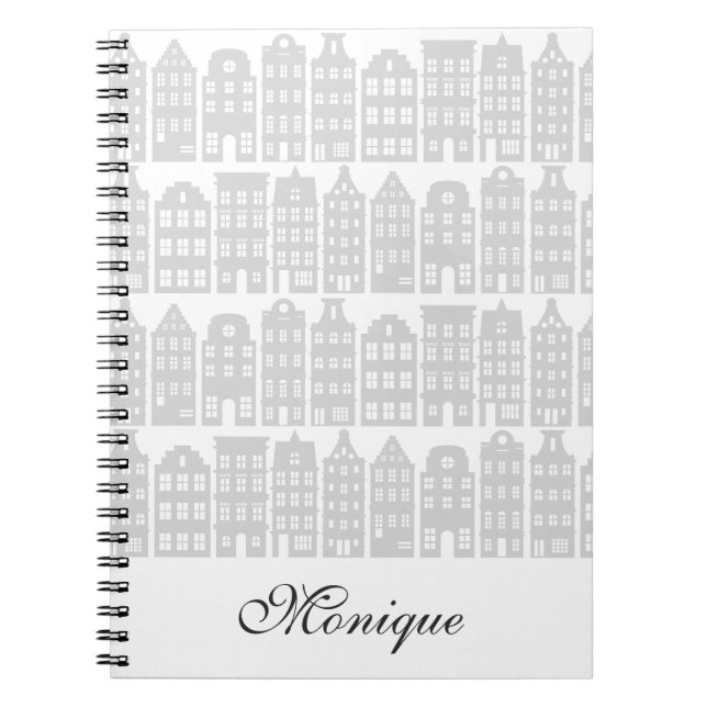 Carnet Amsterdam Canal Maisons Hollandais argent personna (Devant)