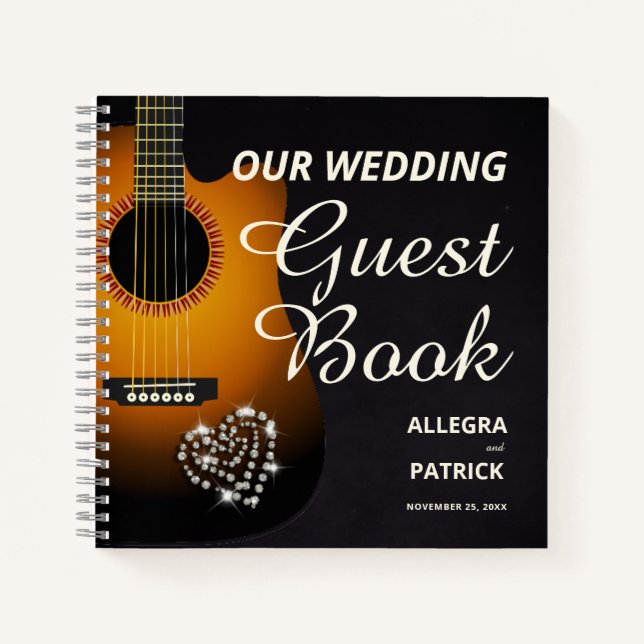 Carnet Amusant Acoustic Guitar Diamonds Photo Mariage inv (Devant)