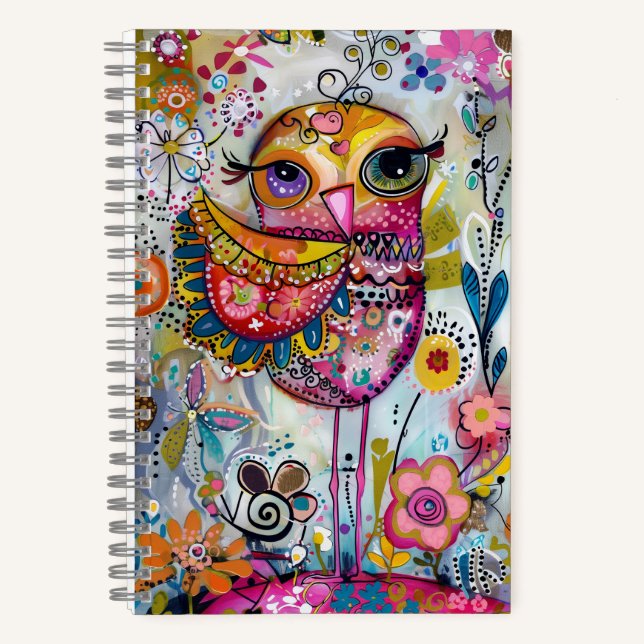 Carnet *~* AN1  Floral Fantasy Whimsical Happy CUTE BIRD  (Recto)