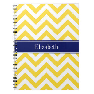 Carnet Ananas Blanc LG Chevron Marine Nom bleu Monogramme