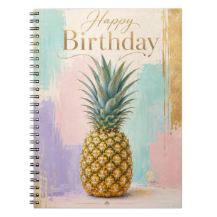Carnet Ananas Doré Anniversaire Tropical
