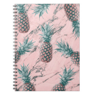 Carnet Ananas & marbre rose Swirl moderne Tropical Chic
