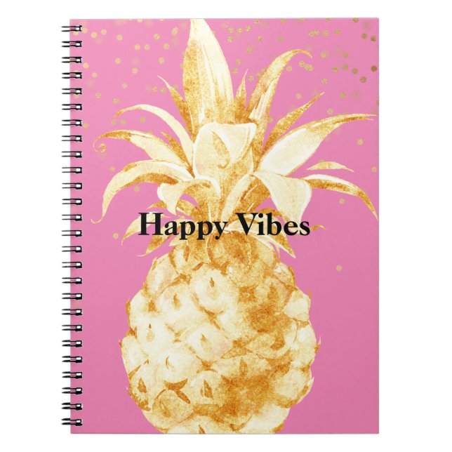 Carnet Ananas rose jaune or (Devant)