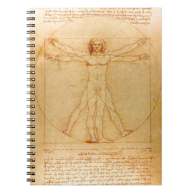 Carnet Anatomie humaine, homme de Vitruvian par Leonardo (Devant)
