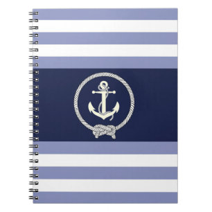 Carnet Ancre blanche marine/noeud marine/bande bleue/blan