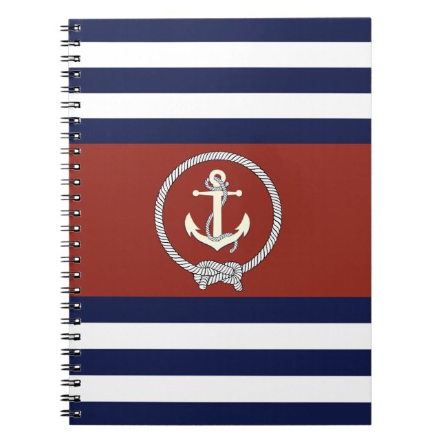 Carnet Ancre blanche marine/noeud marine/bande rouge/blan (Devant)