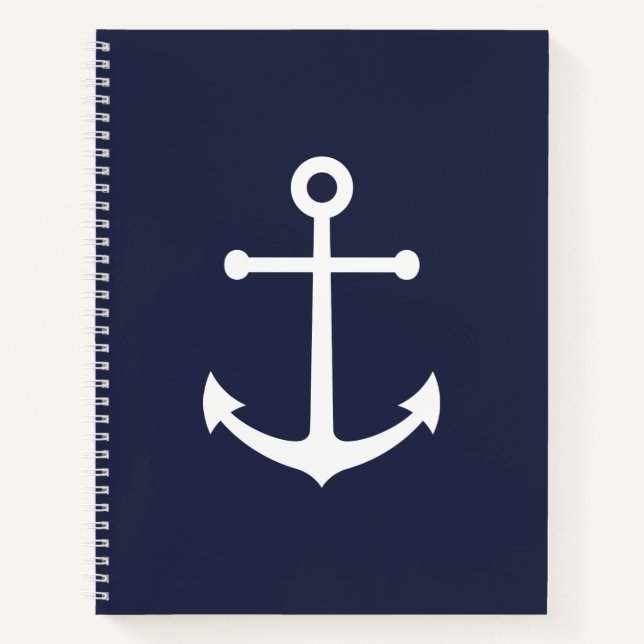 Carnet Ancre blanche marine sur bleu marine (Devant)