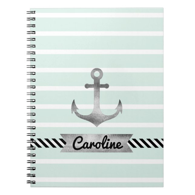 Carnet Ancre d'aquarelle des traits de menthe marine pers (Devant)