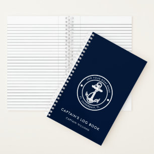 Carnet Ancre de bateau moderne et nom de la marine bleue