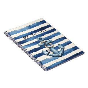 Carnet Ancre de plage rayures bleues