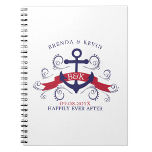 Carnet ancre marine marine bleu et rouge