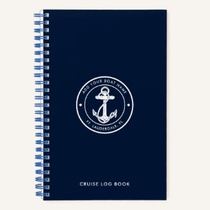 Carnet Ancre nautique personnalisée et nom de bateau
