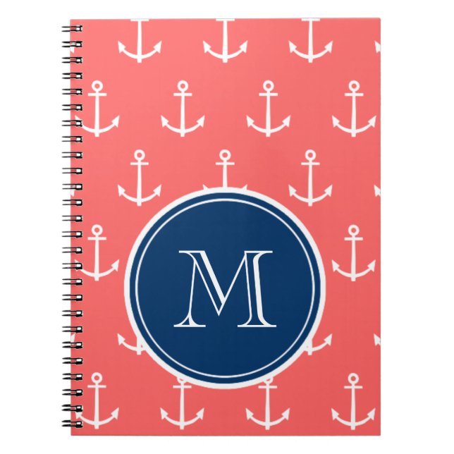 Carnet Ancres blanches de corail motif, monogramme de (Devant)