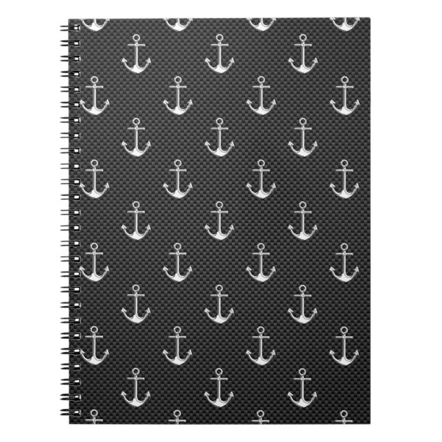 Carnet Ancres sur le Motif de fibre de carbone noire (Devant)