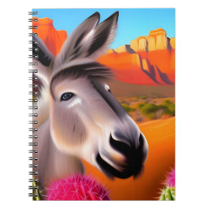 Carnet Âne mignon avec cactus à fleurs