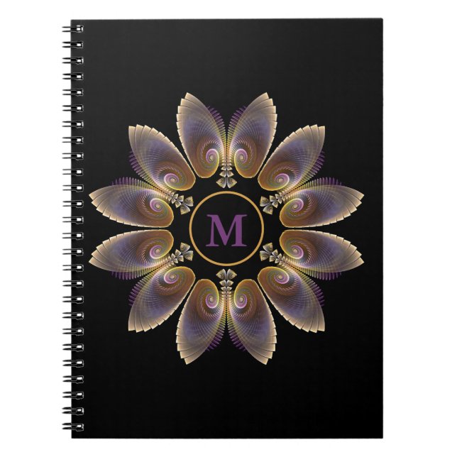 Carnet Ange Abstraite ailes Mandala Monogramme fractal (Devant)