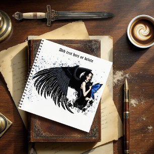 Carnet Ange gothique ailes Chat noir