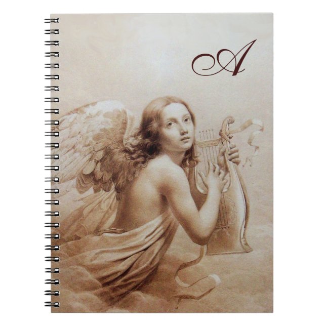 Carnet ANGE JOUER LYRA SUR LES NUAGES Brown (Devant)
