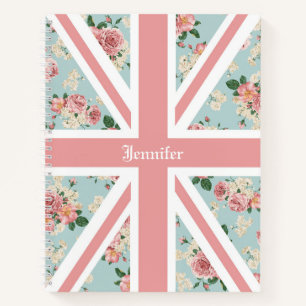 Carnet Anglais Rose Union Jack Floral Custom