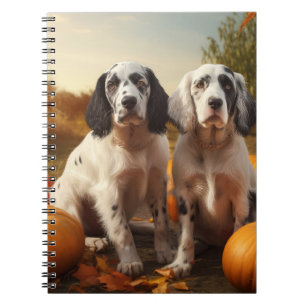 Carnet Anglais Setter Puppy Automne Citrouille de plaisir