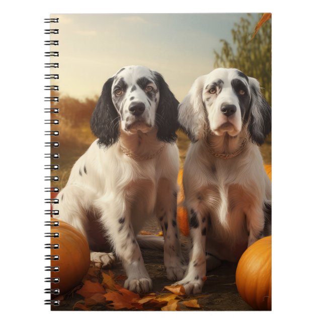 Carnet Anglais Setter Puppy Automne Citrouille de plaisir (Devant)