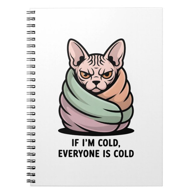 Carnet Angry Sphynx Cat Cold Humor Cartoon Art (Devant)