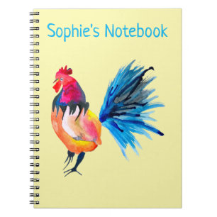 Carnet Animal coloré d'aquarelle de coq
