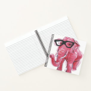 Carnet Animal Dapper   Eléphant Rose Dans Les Lunettes De