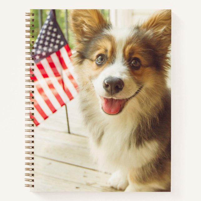 Carnet Animaux de bébés cutest | American Flag Corgi (Devant)