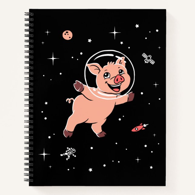 Carnet Animaux De Cochon Dans L'Espace (Devant)