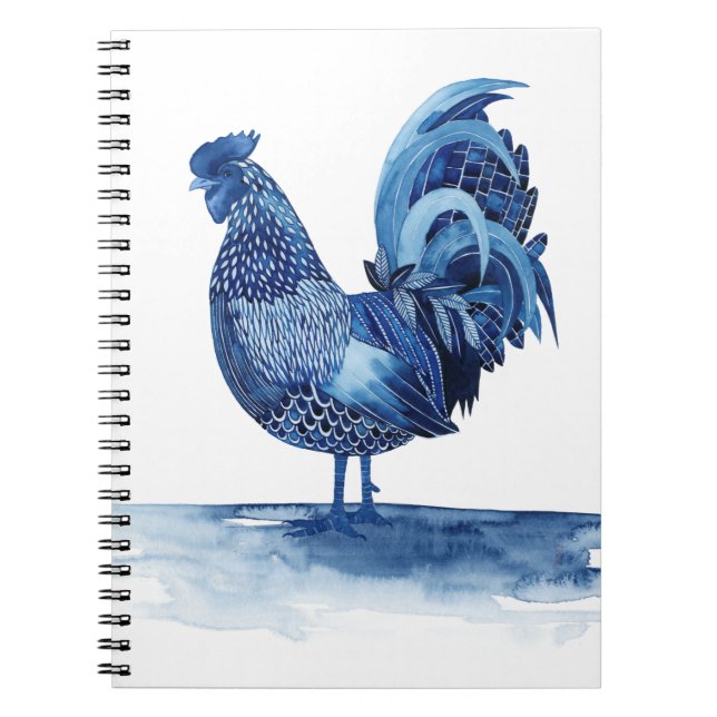 Carnet Animaux de ferme bleu Cobalt - Coq (Devant)