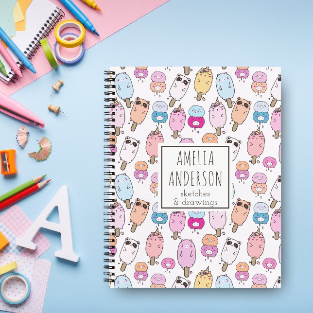Carnet Animaux de ferme mignons kawaii personnalisés avec (Créateur téléchargé)