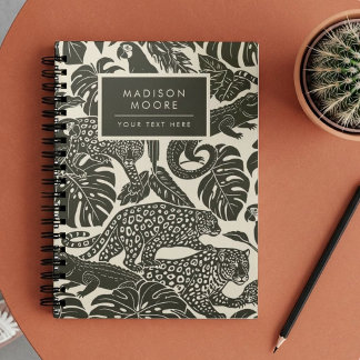 Carnet Animaux de la jungle tropicale en noir et crème gr