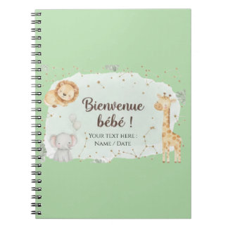 Carnet Animaux de la Savane Aquarelle - Bienvenue Bébé