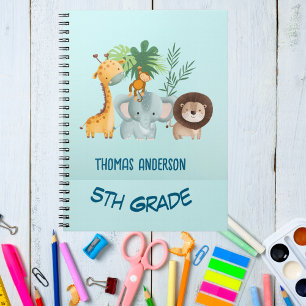 Carnet Animaux de Safari École Nom Personnalisé Enfants
