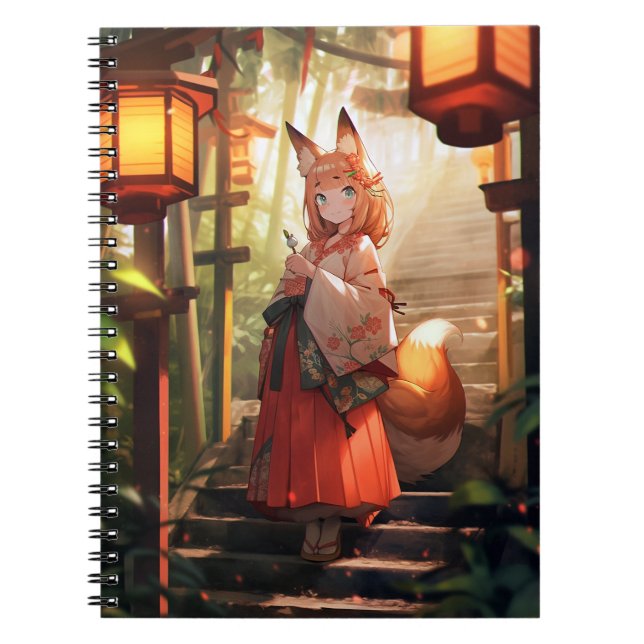 Carnet Anime Kitsune Girl Cute Fox Imaginaire Art (Devant)