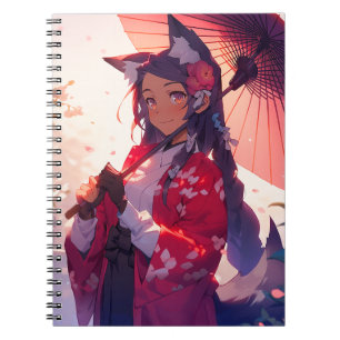 Carnet Anime Kitsune Girl Cute Fox Imaginaire Art