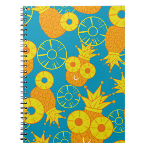 Carnet Anneaux d'ananas : Caricature de Doodle Vintage.