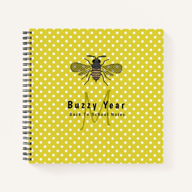 Carnet ANNÉE BUZY Monogramme BEE Yellow À petits pois Stu (Devant)