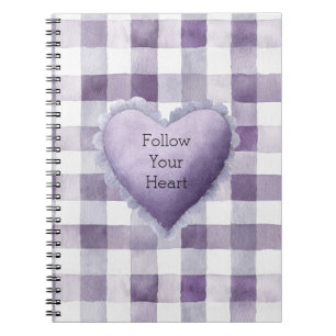 Carnet Anniversaire Cœur Rayures Carreaux Blanc Violet Fé