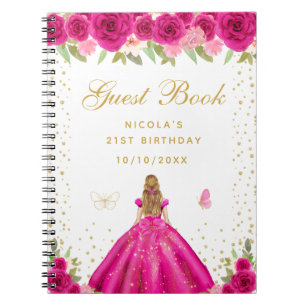 Carnet Anniversaire de la princesse aux cheveux blonds fl