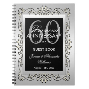 Carnet Anniversaire de mariage décoratif élégant d'argent