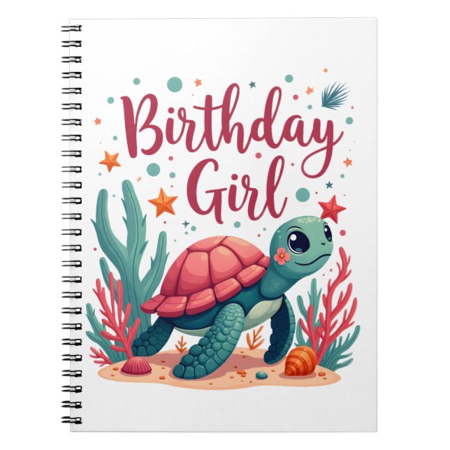 Carnet Anniversaire Fille Tortue de mer Thème Anniversair (Devant)
