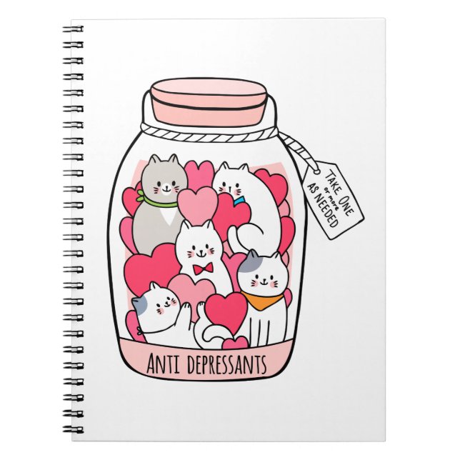 Carnet Antidépresseur de chat Drôle cadeau Amoureux des c (Devant)