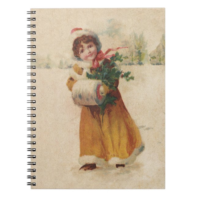 Carnet Antique Fille de Noël Enfant d'hiver (Devant)
