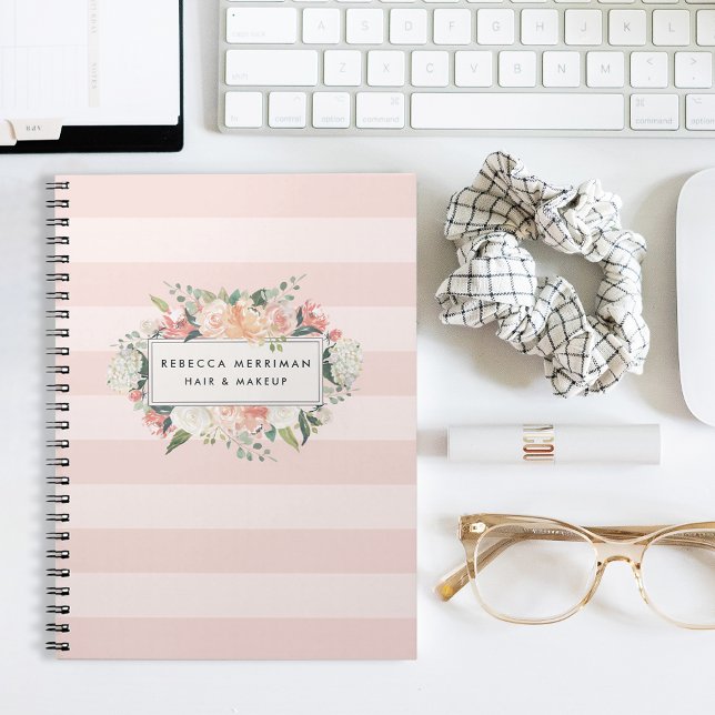Carnet Antique Floral Blush Pink Stripe (Créateur téléchargé)