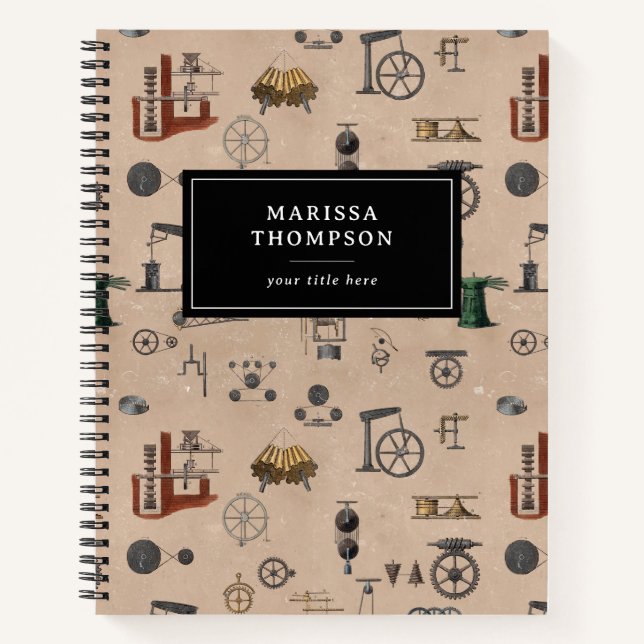 Carnet Antique Ingénierie Mécanique Motif scientifique (Devant)