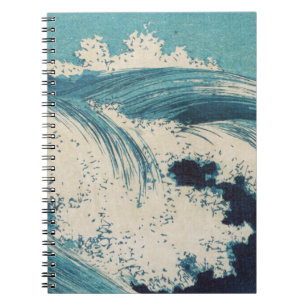 Carnet Antique Japonais Bleu Vagues Océan Imprimer