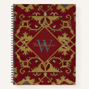 Carnet Antique Monogramme Oriental Perse Motif rouge